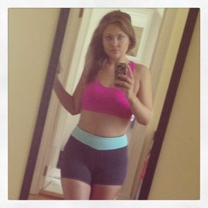 Champion Grey & Turquoise stretchy workout shorts